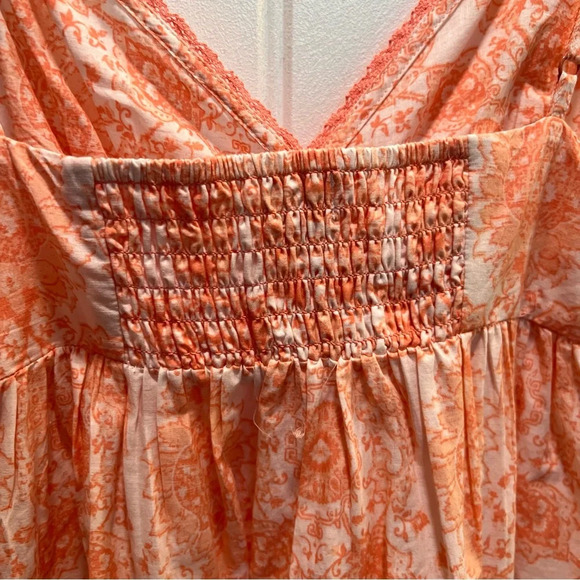 Van Winkle & Co. Peach & Blue Spaghetti Strap Cotton Dress. Size Small. - Picture 7 of 11
